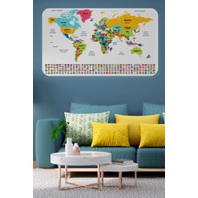 Uslucan Alışveriş Türkçe Ülke Bayrak Lı Eğitici Başkent Detaylı Atlası Dünya Haritası Duvar Sticker -60X105-3834