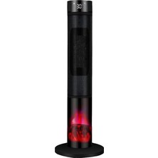 Şömineli Seramik Kule Tipi Dikey Isıtıcı, 2000W, Siyah, Kule, Iç Mekan, Elektrikli, Seramik Isıtma, Uzaktan Kumandalı