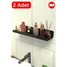 Ultra Güçlü 3m Yapışkanlı Siyah Çok Amaçlı Banyo Düzenleyici Organizer Raf Banyo Askı 2 Adet MT96SD
