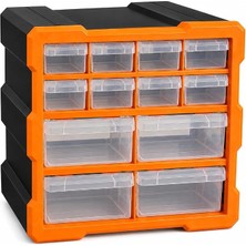 Home 12 Çekmeceli Dikey Organizer Kutu, Vida Dübel Somun Civata Hırdavat Düzenleyici, Şeffaf Çekmeceli Küçük Parça Kutusu, Atölye Malzeme Dolabı (12 Çekmece)