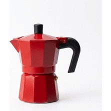 Kırmızı Moka Pot 3 Fincanlık, 180 ml Alüminyum Espresso Demliği, Ocak Üstü Kahve Cezvesi, Gazlı Elektrikli Seramik Ocak Uyumlu, 9X12X17 cm