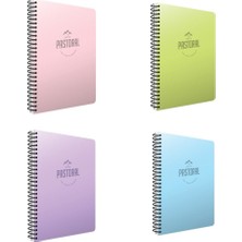 Gıpta Pastoral Spiralli PP Kapak A4 96 Yaprak Kareli Okul Defteri 4'lü Set