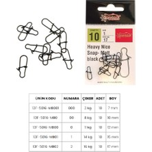 Captain 5016 Yapay Balık Klipsi Snap Inox 10LU Paket Mat Black