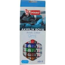 Mikro AB-9 12 Renk Tüplü Akrilik Boya 12 x 9 ml