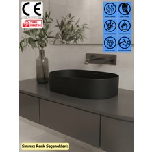 Thorax Flora Granit Çanak Banyo Evyesi, Leke ve Çizilmeye Dayanıklı Tezgah Üstü Modern Banyo Lavabosu, Sınırsız Renk Seçenekli