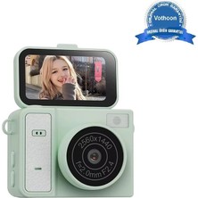 Efnaz Style 2k Mini Dijital Retro Video Kamera Flaşlı Dijital Vlog Mini Fotoğraf Makinesi Türkçe Menü Yeşil