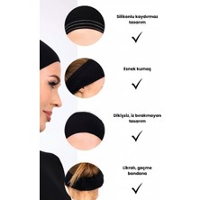 Kaymayan Silikonlu Bandana Bone Siyah - Kadın Tesettür Dikişsiz Kaymaz Geçme - Sportif Saç Bandı