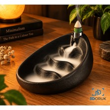 3doruk Şelale Efektli 3D Baskı Geri Akış Tütsülük | Modern Dekoratif Tütsü Standı | Zen Tasarım