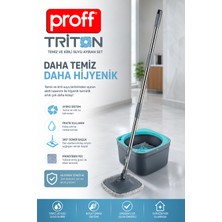 proff Triton Temiz ve Kirli Suyu Ayıran Otomatik Temizlik Seti (Kare Moplu)