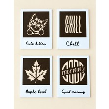 Deepsea Living Coffee Print Makinesi Desen Kartı – Kahve Üzeri Şekil Baskı Kartı | Farklı Desen Seçenekleri 4 Adet - Beyaz