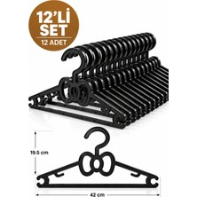 Kitchen Line Bow Slim 12’li Fiyonk Tasarımlı Çok Amaçlı Elbise Askısı 42 cm – Gömlek, Elbise ve Pantolon Askısı S