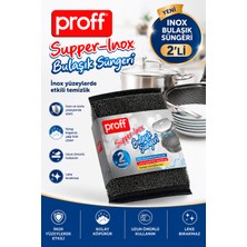 proff Supper-Inox Paslanmaz Çelik Kaplı Bulaşık Süngeri - 2 Adet