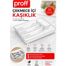 proff Çekmece Içi Kaşıklık Seti Şeffaf Çatal Kaşık Bıçak Düzenleyici Organizer 33,5X26,2 cm