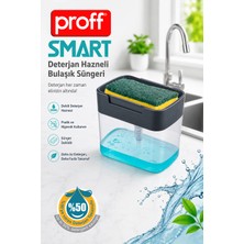 proff Smart Deterjan Hazneli Bulaşık Süngeri - %50 Tasarruflu Pompalı Süngerlikli Sıvı Sabunluk
