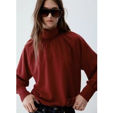 Mango Büzgülü Perkins Yaka Bluz