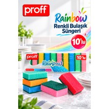 proff Rainbow 10'lu Renkli Bulaşık Süngeri - Güçlü Temizlik Sağlayan Çok Amaçlı Sünger Seti