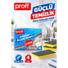 proff Endüstriyel Bulaşık Süngeri Classic 4'lü - Zorlu Kirlere Karşı Profesyonel Büyük Boy Sünger