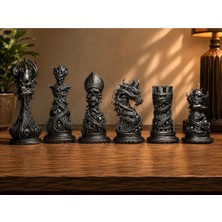 3doruk Gotik Fantastik Satranç Taşları – 16 Parça Dekoratif Satranç Figürü Seti