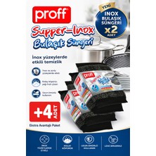 proff Supper-Inox Paslanmaz Çelik Kaplı Bulaşık Süngeri - 4 Adet