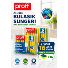 proff Klasik Oluklu Bulaşık Süngeri 16 Adet (8'li 2 Paket)