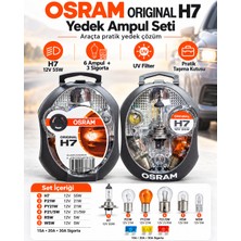Osram Original H7 Yedek Ampul Seti 12V 55W – 6 Ampul + 3 Sigorta, Taşıma Kutulu