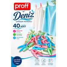 proff Deniz 40'lı Çamaşır Mandalı - Güçlü Yaylı Iz Bırakmayan Pastel Renkli Mandal Seti