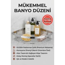 Banyom Home Paslanmaz Çelik SUS304 Kalite Zerrin 1'li Şampuanlık Banyo Rafı- Krom Renk