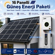 16 Panelli 12 Kw Güneş Enerji Sistemi 16 Kwh Depolama