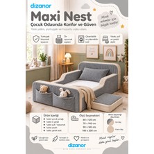 Dizanor Yeni Nesil Maxi Nest %100 Sünger ve Yıkanabilir Fermuarlı Kumaşa Sahip Bebek, Çocuk ve Genç Montessori Karyola Baza ve Başlık Yatağı Seti