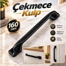 Nzb Dolap Çekmece Mobilya Kulpu Metal Kulp Mat Siyah 160 mm (16 Cm) Avangart