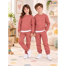 Babito Store Çocuk & Bebek Unisex Bisiklet Yaka Şardonlu Kışlık Sweatshırt Kreş Eşofman Takımı 3-8 Yaş