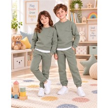 Babito Store Çocuk & Bebek Unisex Bisiklet Yaka Şardonlu Kışlık Sweatshırt Kreş Eşofman Takımı 3-8 Yaş