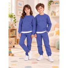 Babito Store Çocuk & Bebek Unisex Bisiklet Yaka Şardonlu Kışlık Sweatshırt Kreş Eşofman Takımı 3-8 Yaş