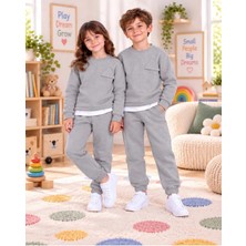 Babito Store Çocuk & Bebek Unisex Bisiklet Yaka Şardonlu Kışlık Sweatshırt Kreş Eşofman Takımı 3-8 Yaş