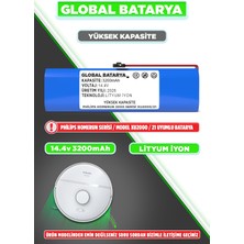 Global Batarya Philips Homerun 2000 Serisi XU2000/21 Uyumlu Robot Süpürge Bataryası 14.4V 2600MAH Li-Ion Pil (Orijinal Kapasite))