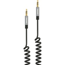Philips SWR2102A 3.5 mm Jack Spiral AUX Ses Kablosu Siyah 1 Metre Dayanıklı Tasarım ve Yüksek Ses Kalitesi