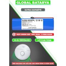 Global Batarya Philips Homerun 2000 Serisi XU2000/21 Uyumlu Robot Süpürge Bataryası 14.4V 3500MAH Li-Ion Pil (Ultra Kapasite))