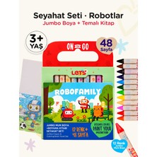 Mum Boya Seyahat Seti – 12 Renk + Boyama Kitabı Robotlar Temalı | Let's