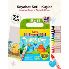 Keçeli Kalem Seyahat Seti – 10 Renk + Boyama Kitabı Kuşlar Temalı | Let's
