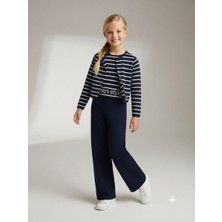 Yami Kids Kız Çocuk Slogan Baskılı Triko Bluz&hırka&pantolon 3'lü Takım