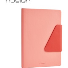Nusign Nusıgn ENS209 A5 Deri Kapaklı Defter 80 G/m² 96 Yaprak Çizgili + Noktalı Pembe