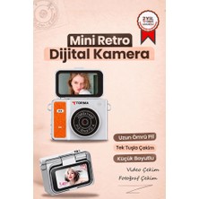 Torima Mini Dijital Kamera 2k Flip Ekranlı Selfie Video Vlog Kamerası CMR46 Turuncu