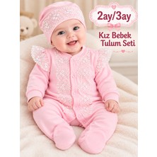 Sönmez Bebe Kız Bebek Fistolu Dantelli Tulum Seti 2-3 Ay Mevlüt Özel Gün Bebek Hediyelik