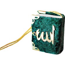 Medrese Yayınları Kadife Kaplı Mini Kuran-I Kerim Yeşil Renkli Şık Desenli Tasarım