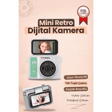 Torima Mini Dijital Kamera 2k Flip Ekranlı Selfie Video Vlog Kamerası CMR46 Yeşil