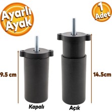Koldoor Mobilya Kanepe Sehpa Tv Ünitesi Koltuk Orta Destek Ayağı Ayarlanabilir 9.5 cm 14.5 cm Siyah Baza Ayak