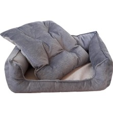 Catyat Gri Köpek Yatağı Medium Orta Irklar İçin 70 x 50 x 15 cm Yıkanabilir ve Ayrılabilir Tasarım
