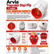 Arvia Topraklı Dişi Fiş Beyaz Tekli Seyyar Uzatma 16 Amper 220 Volt IP20)