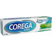 Corega Süper Diş Protezi Yapıştırıcı Krem Naneli 40 gr Ferah Nane Aroması ile 3 Yönlü Tutuş