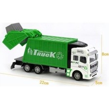 Asya Oyuncak Mega Yeşil-Beyaz Çöp Kamyonu Çek Bırak 22 cm Kaliteli Plastik Model